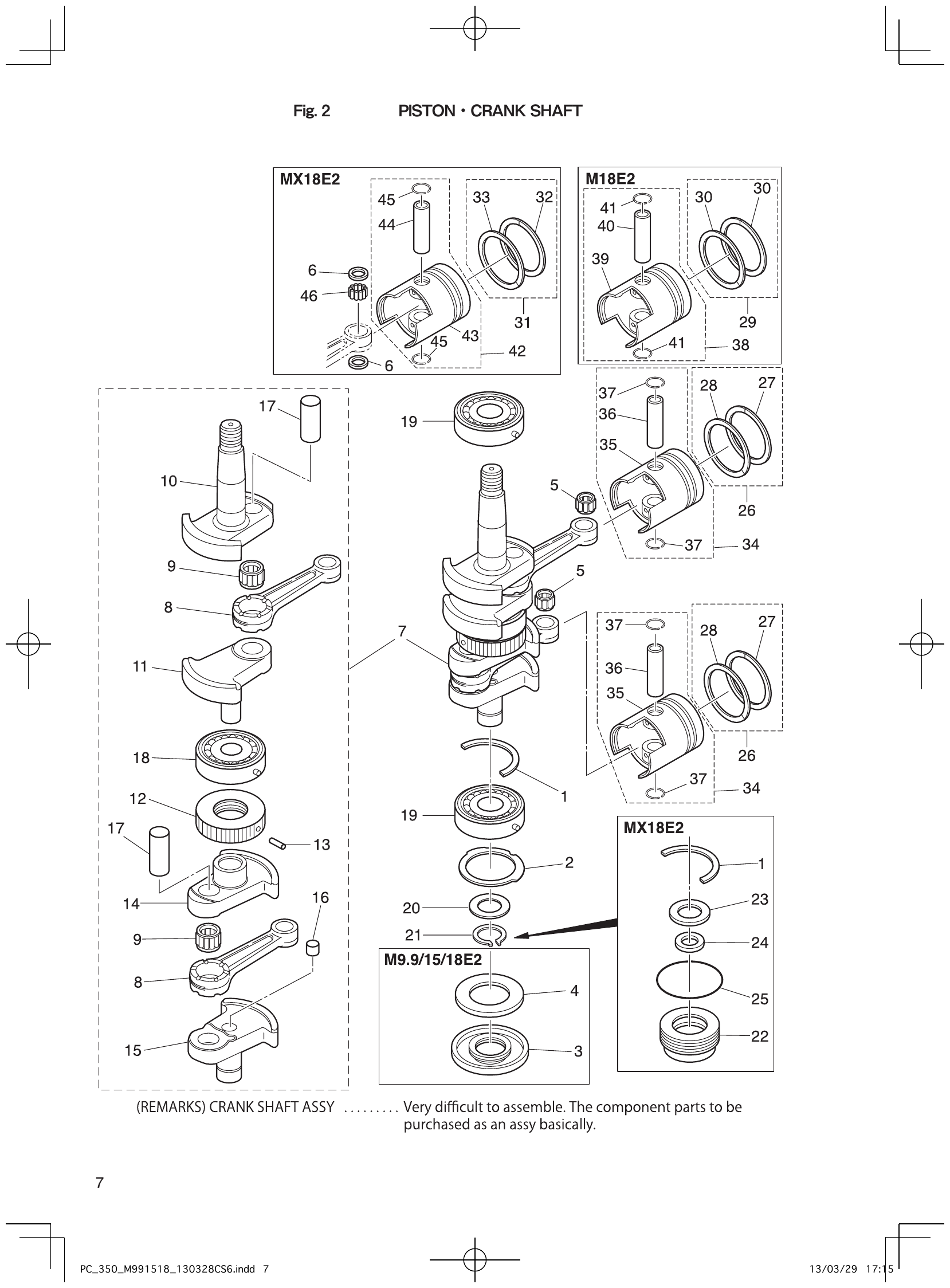 Fig. 2 – PISTON CRANK SHAFT diagram