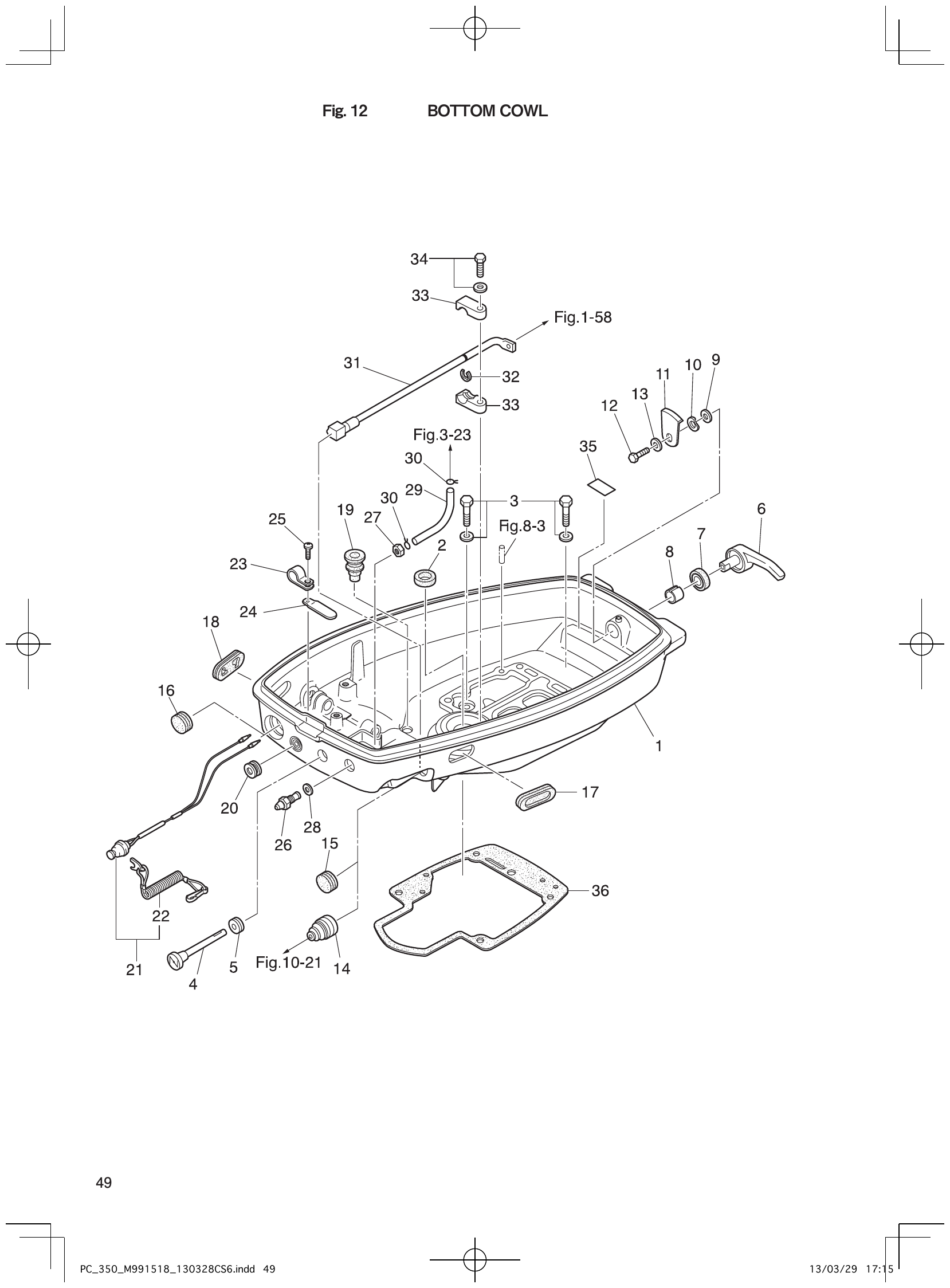 Fig. 12 – BOTTOM COWL diagram