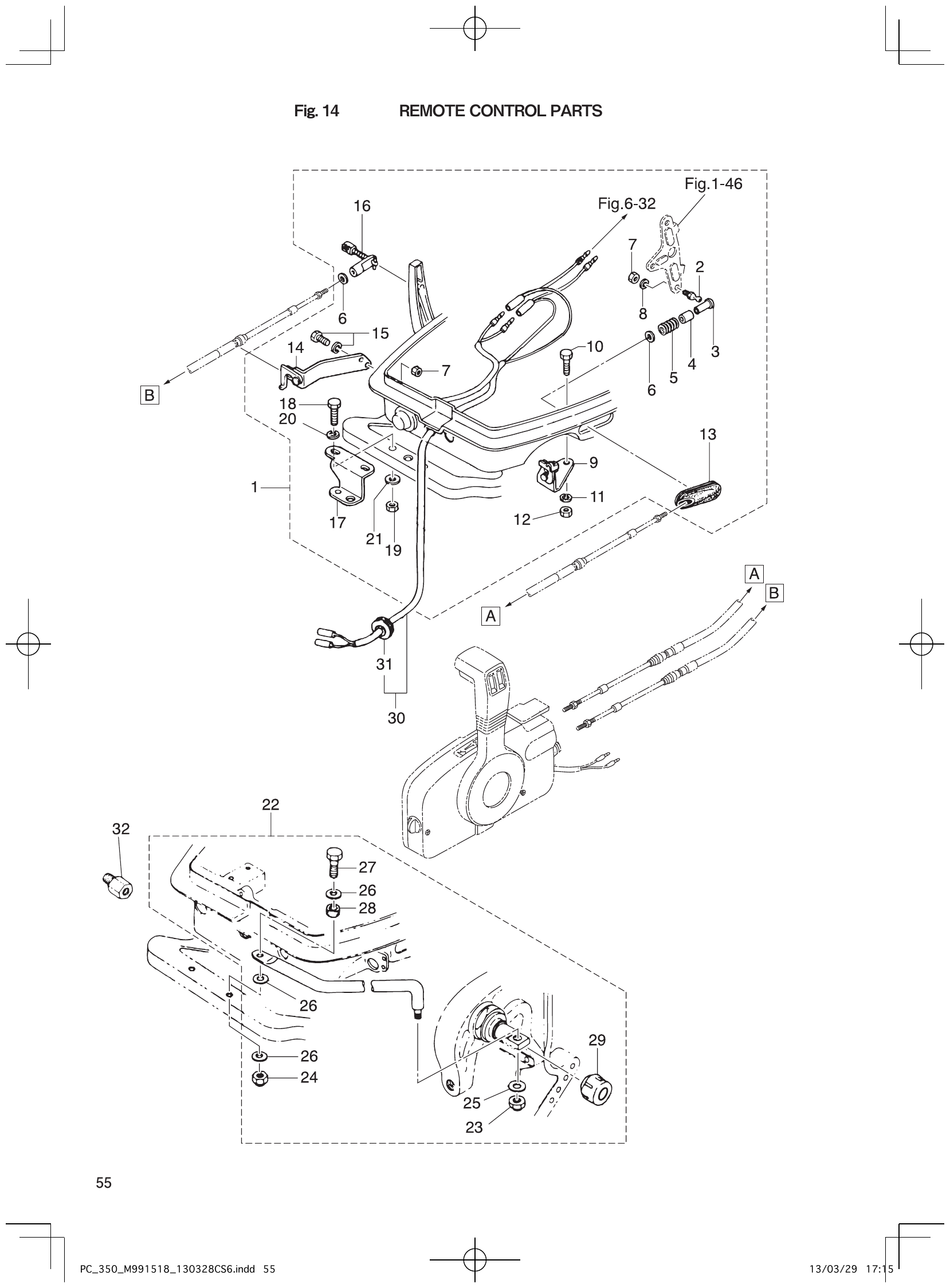 Fig. 14 – REMOTE CONTROL PARTS diagram