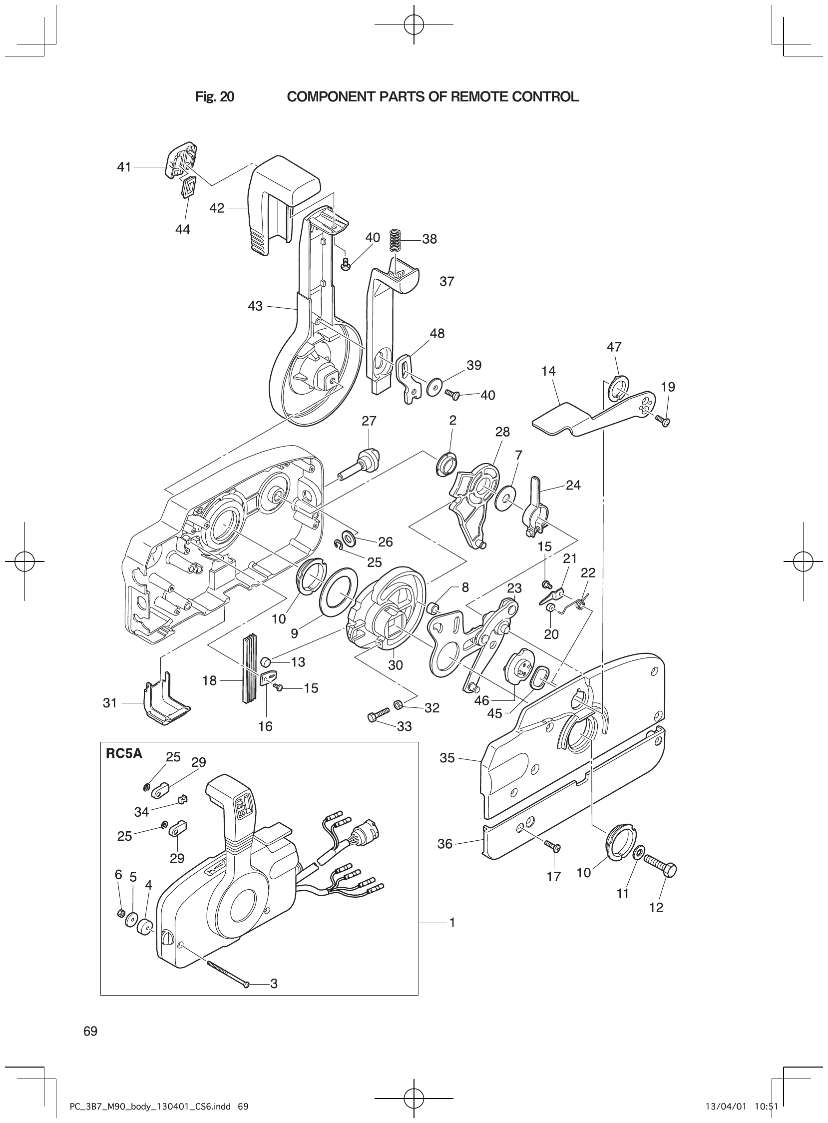 Fig. 20 – COMPONENT PARTS OF REMOTE CONTROL diagram