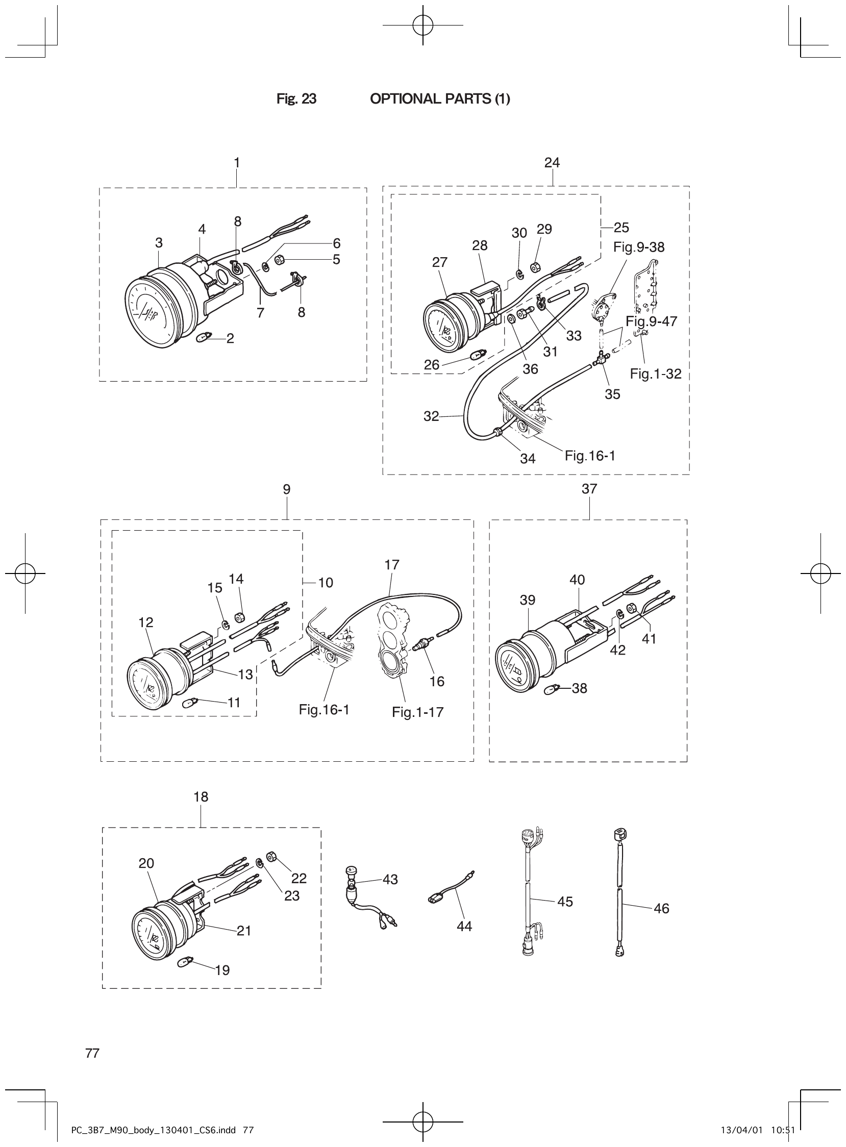 Fig. 23 – OPTIONAL PARTS (1) diagram
