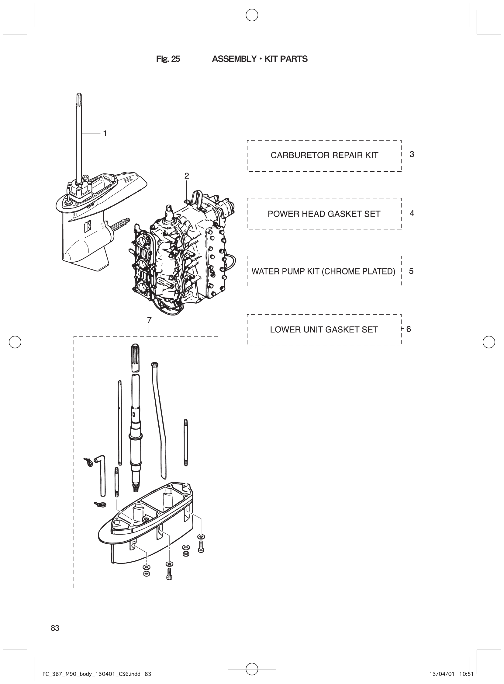 Fig. 25 – ASSEMBLY KIT PARTS diagram