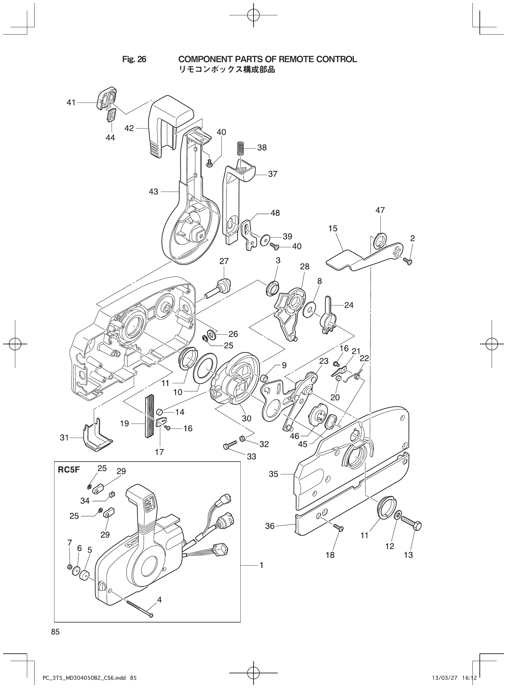 Fig. 26 – COMPONENT PARTS OF REMOTE CONTROL diagram