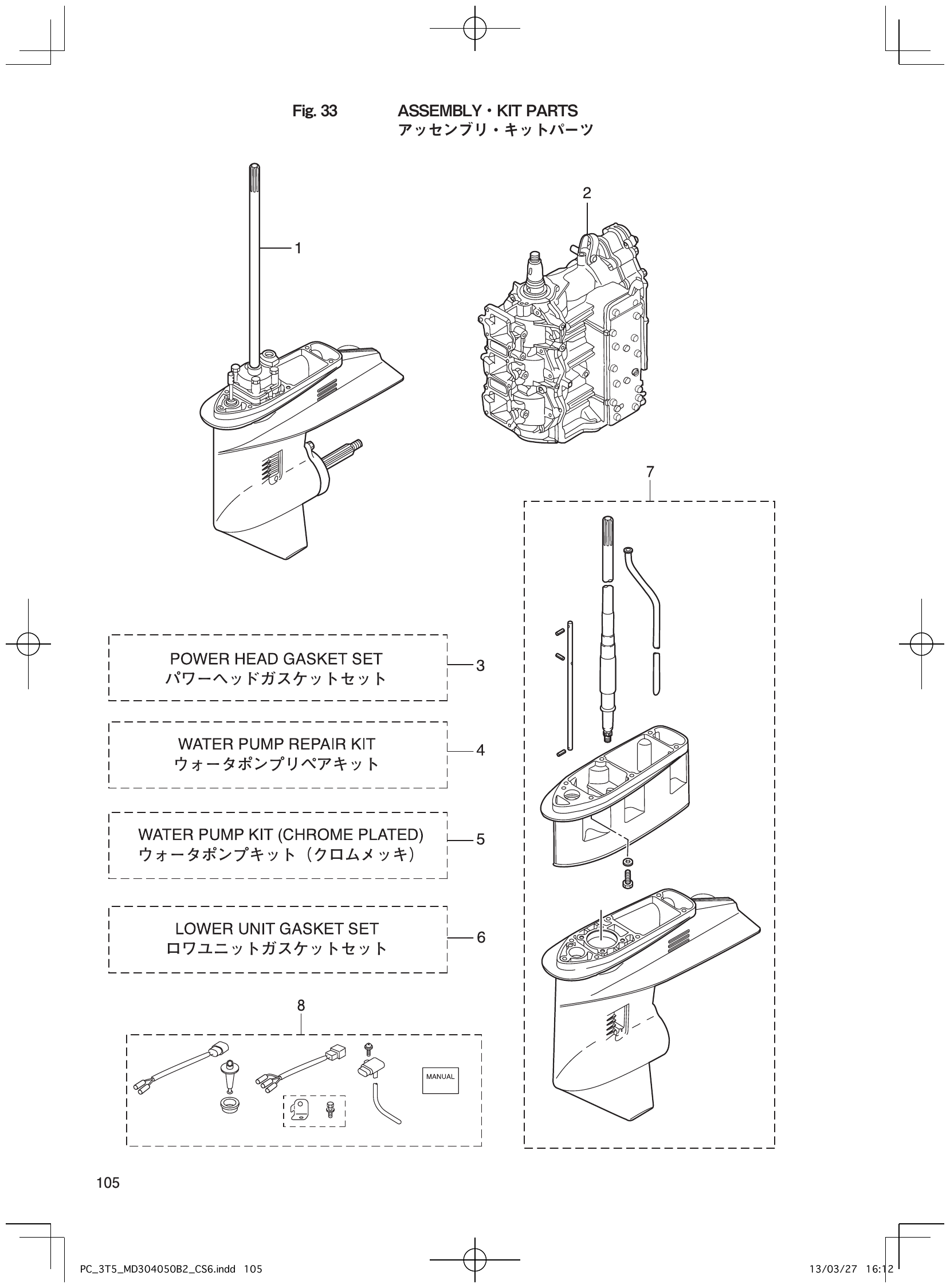 Fig. 33 – ASSEMBLY KIT PARTS diagram