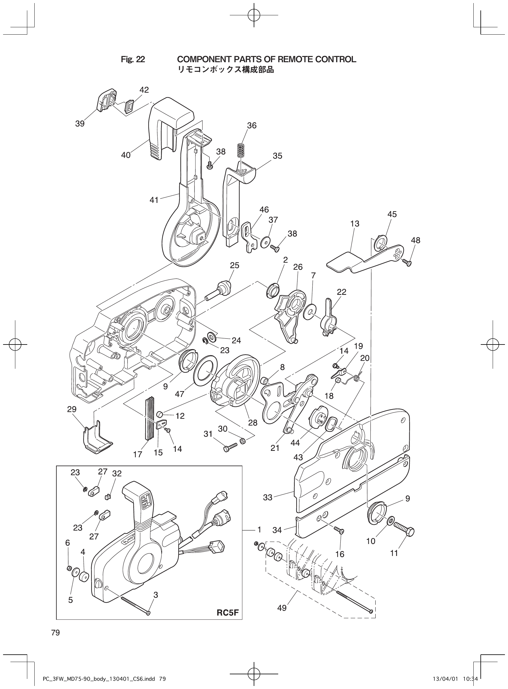 Fig. 22 – COMPONENT PARTS OF REMOTE CONTROL diagram