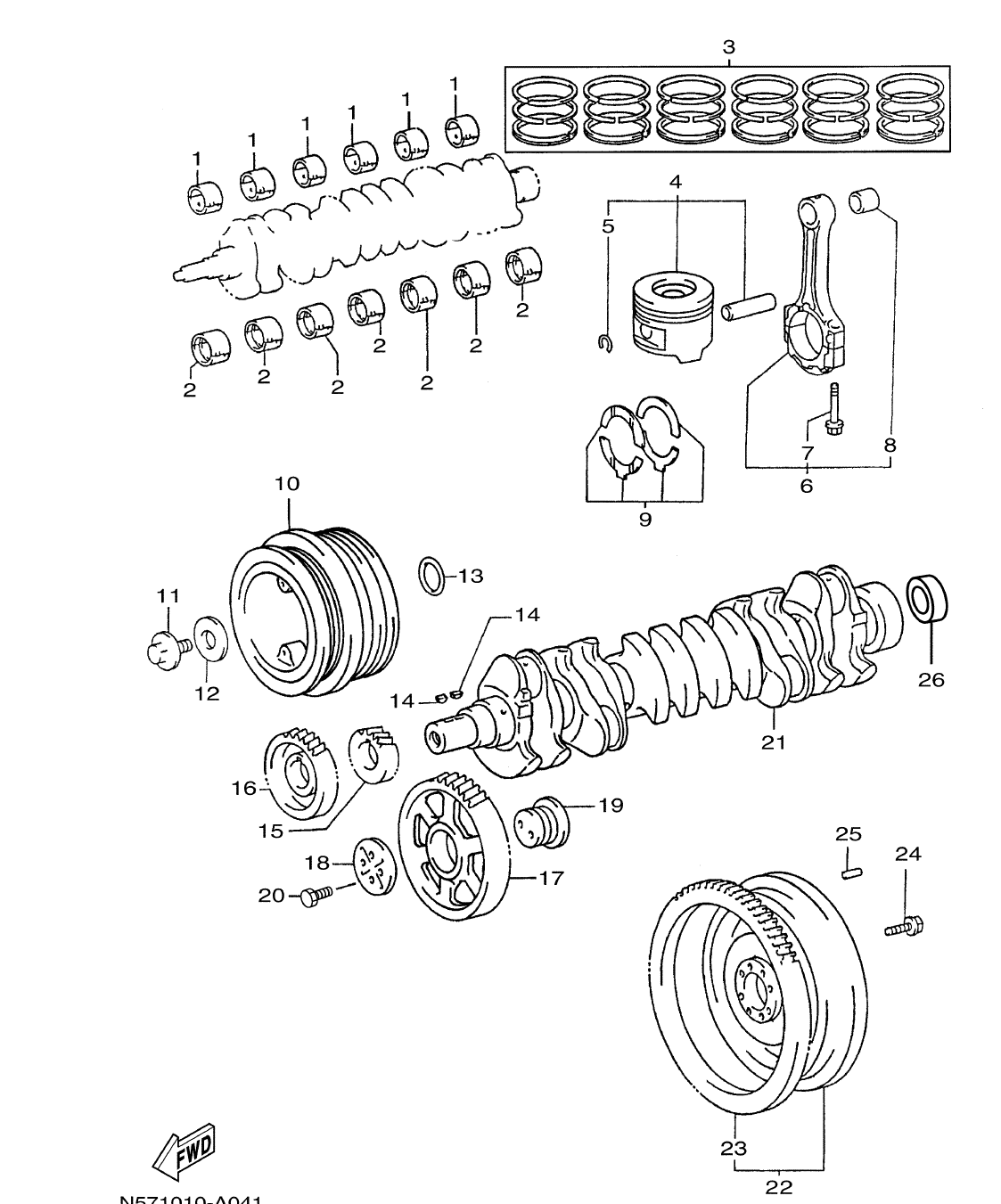 Fig. 4 – CRANKSHAFT & PISTON diagram