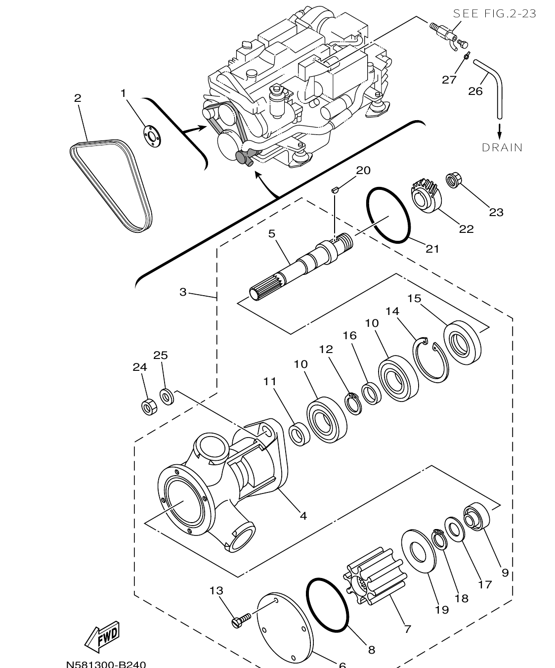 ME432STIP2 – section 24 WATER PUMP FOR SEA WATER parts diagram