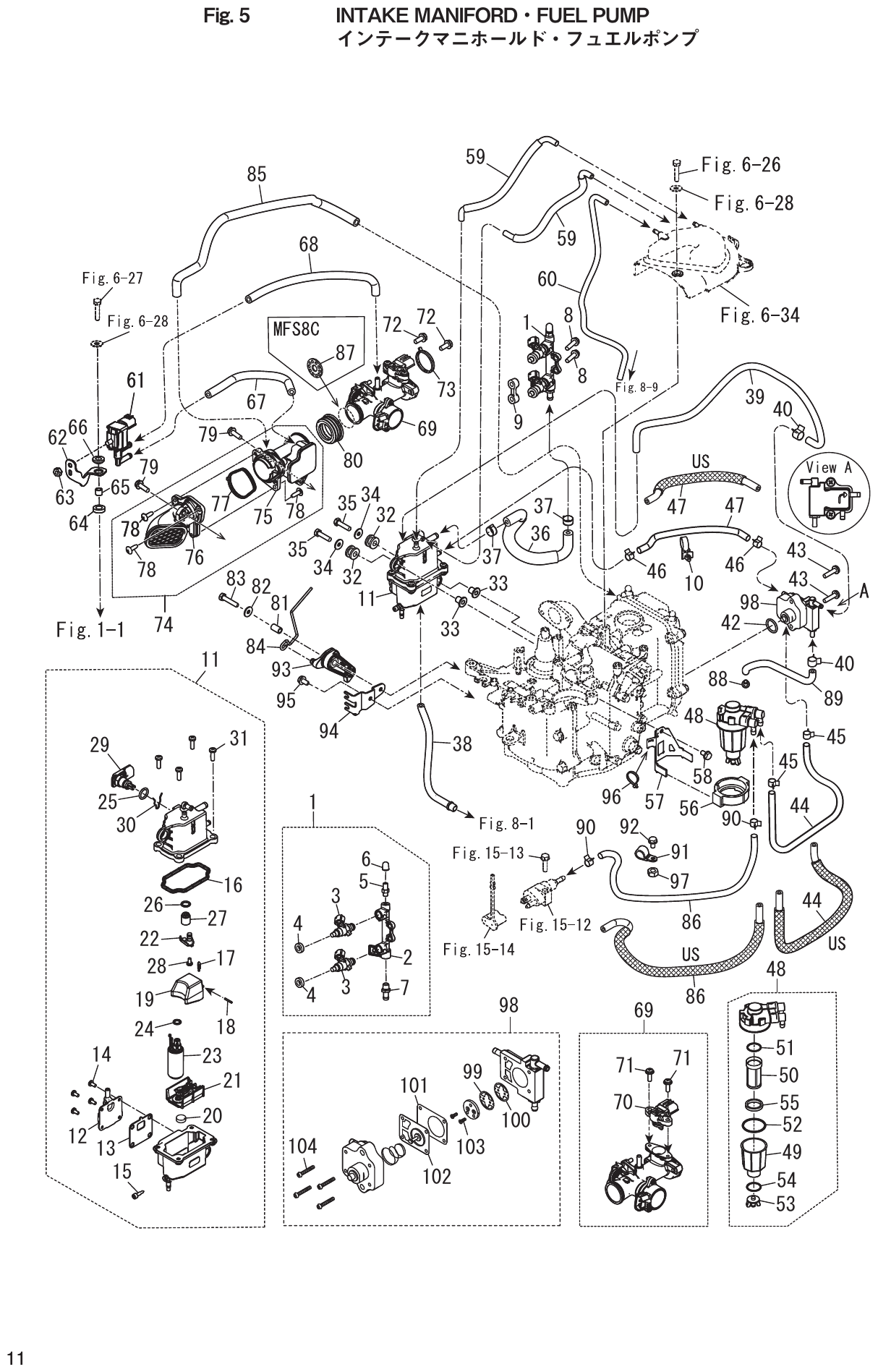Fig. 5 – INTAKE MANIFORD FUEL PUMP diagram