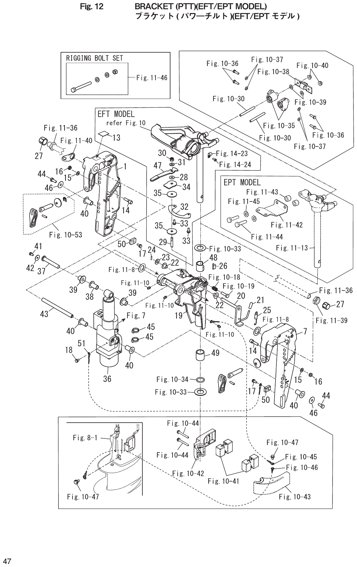 Fig. 12 – BRACKET (PTT)(EFT/EPT MODEL) ( ― )(EFT/EPT ) diagram