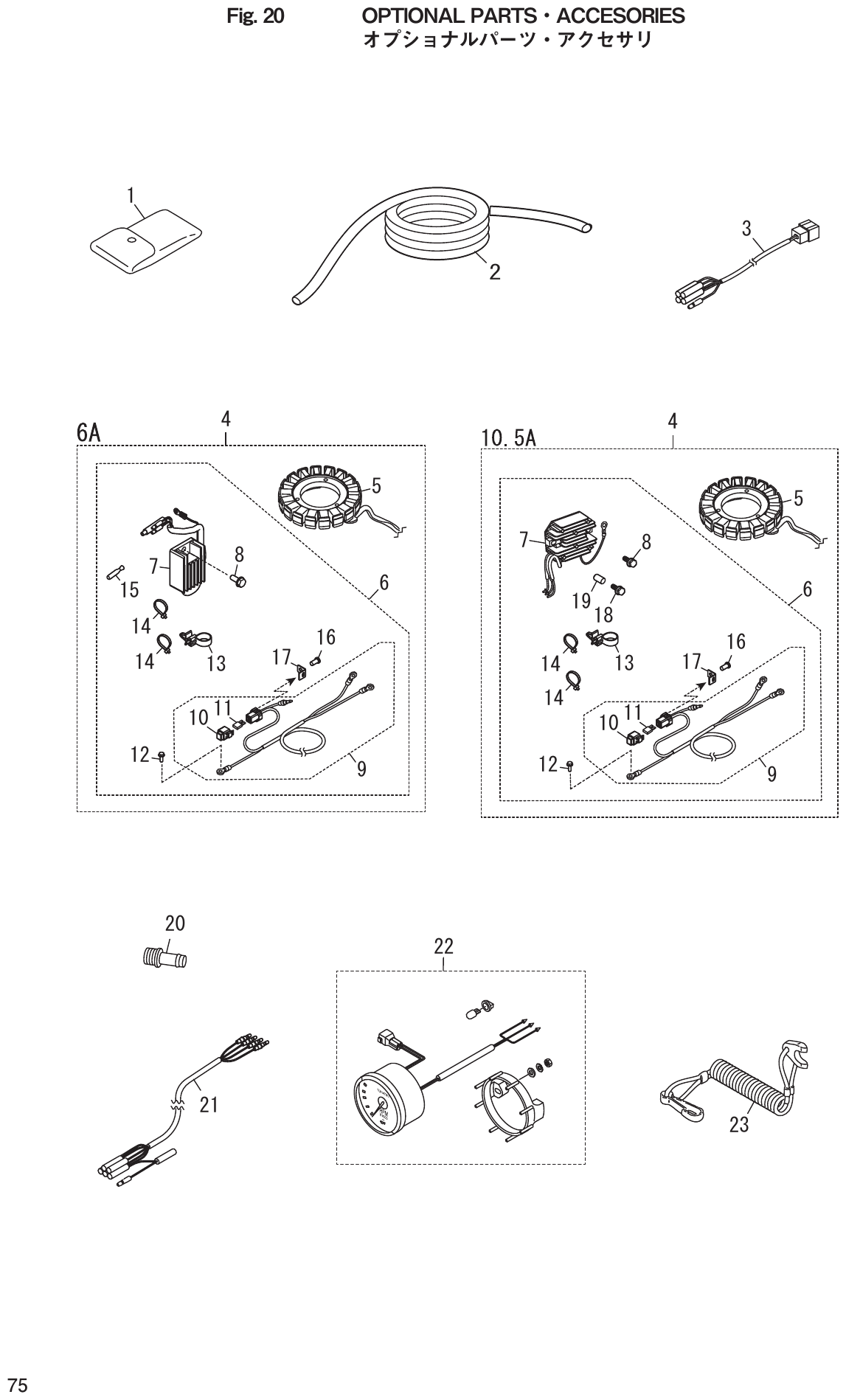 Fig. 20 – OPTIONAL PARTS ACCESORIES diagram