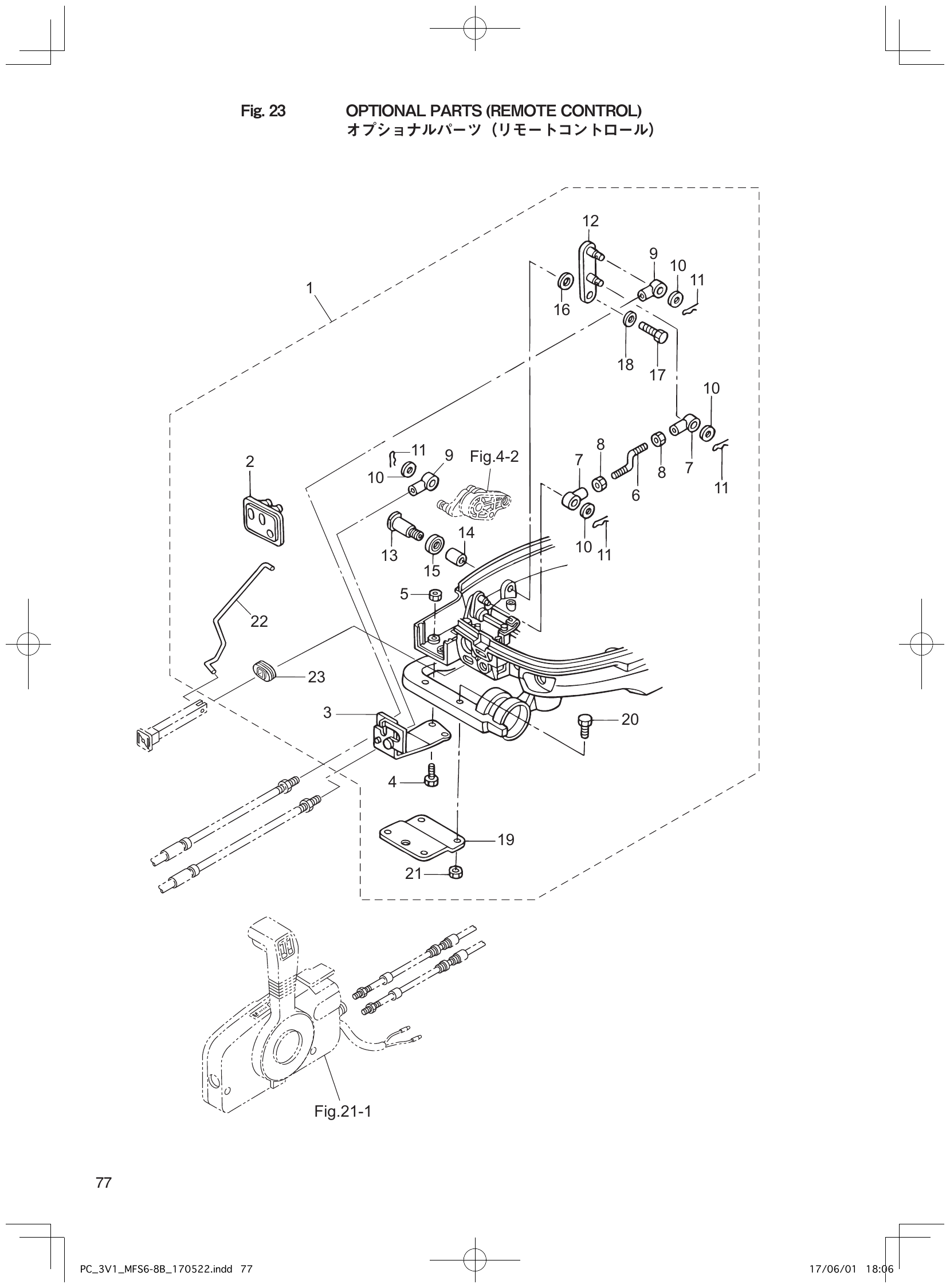 Fig. 23 – OPTIONAL PARTS (REMOTE CONTROL) （） diagram