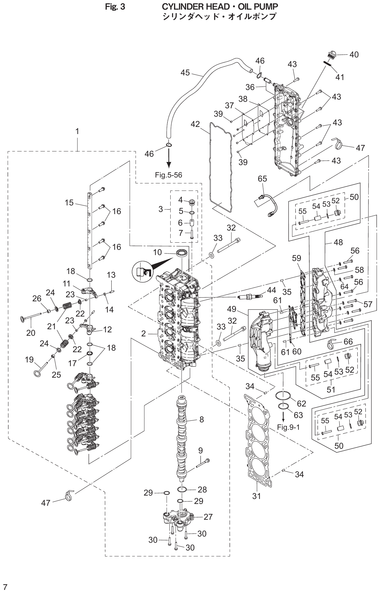 Fig. 3 – CYLINDER HEAD OIL PUMP diagram