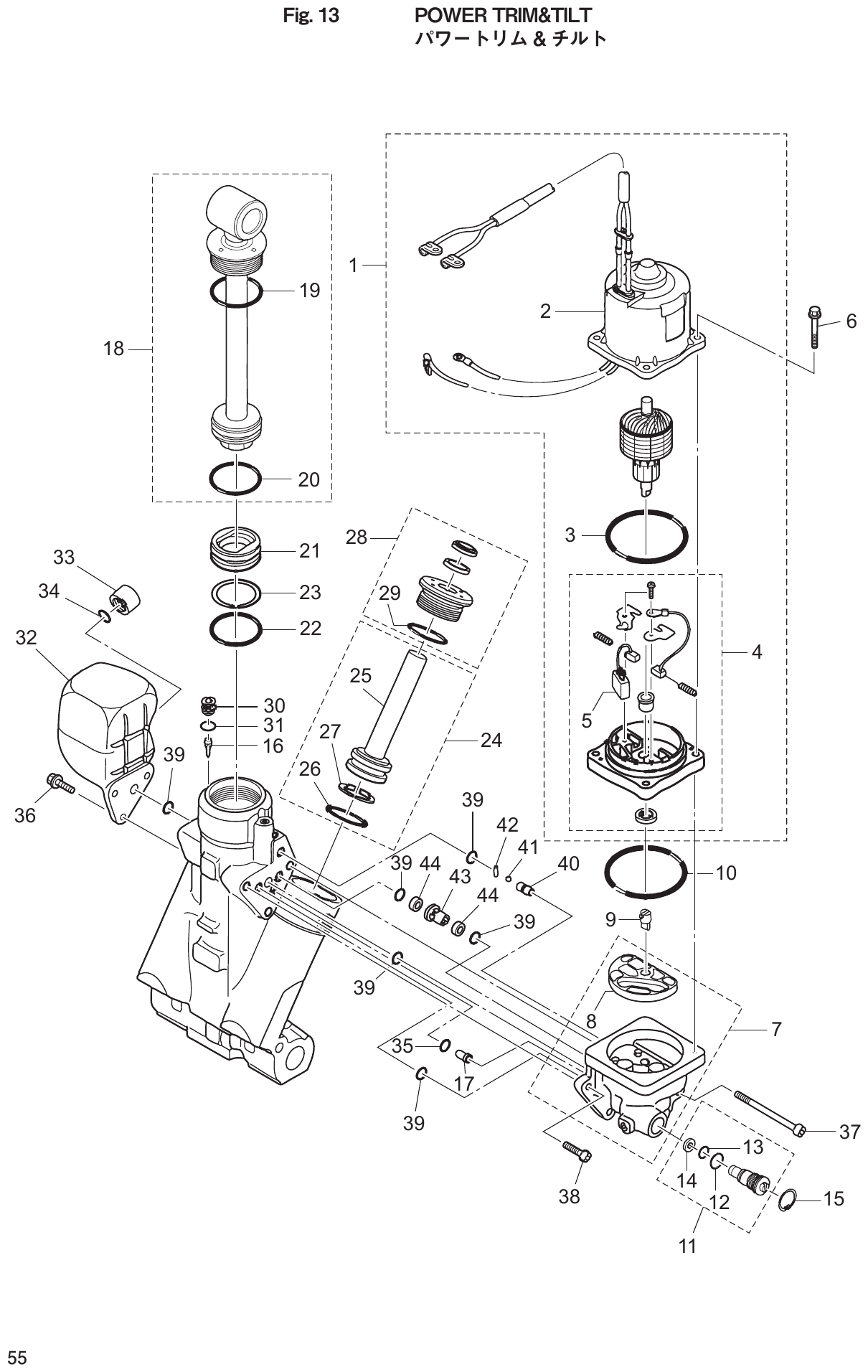 Fig. 13 – POWER TRIM&TILT & diagram