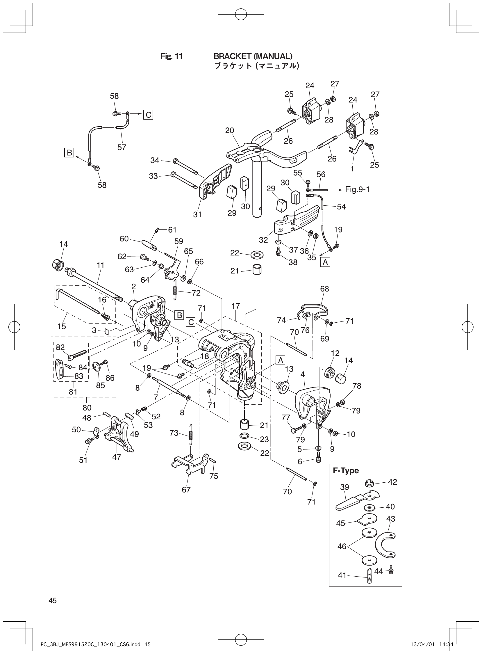 Fig. 11 – BRACKET (MANUAL) （） diagram