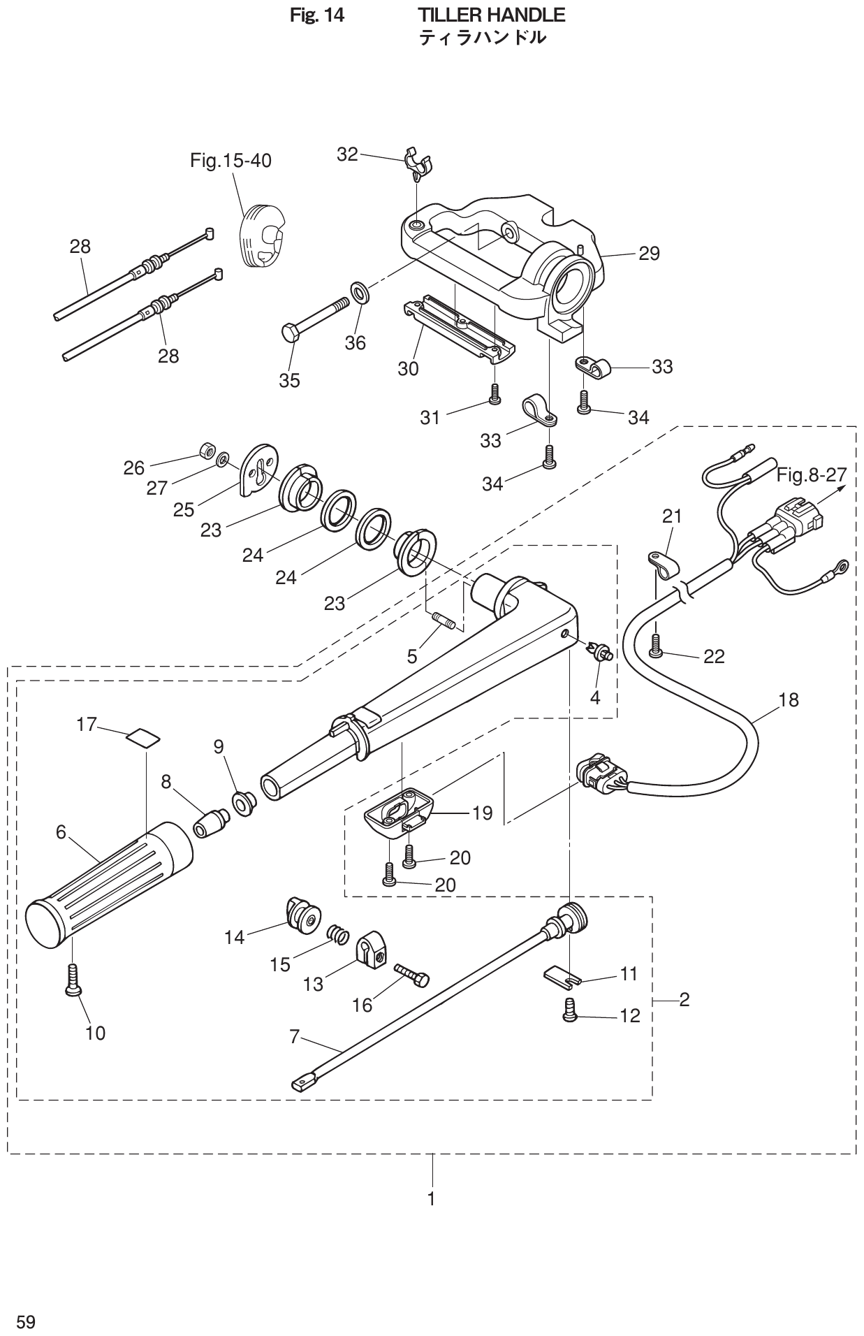 Fig. 14 – TILLER HANDLE diagram