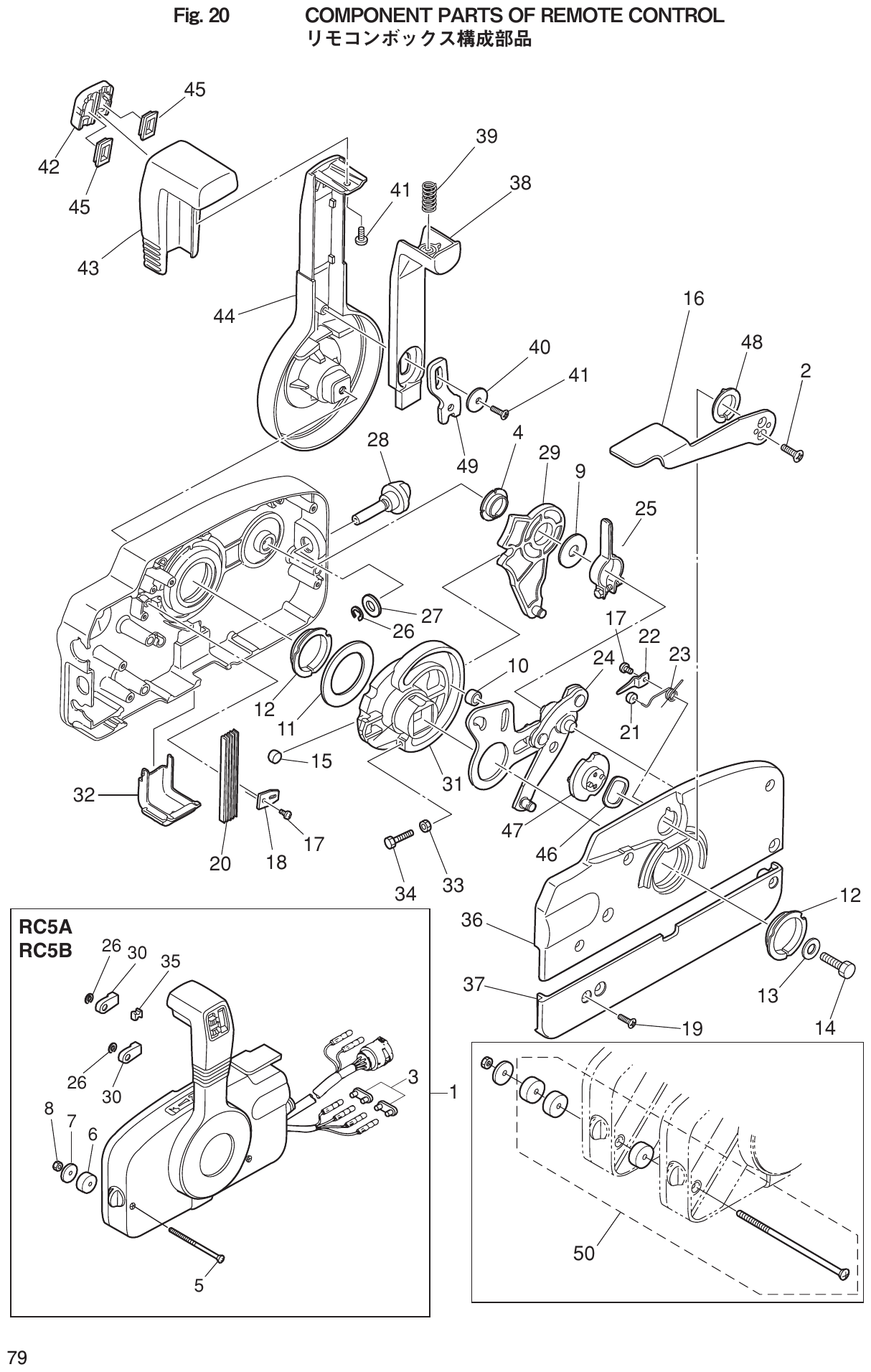 Fig. 20 – COMPONENT PARTS OF REMOTE CONTROL diagram