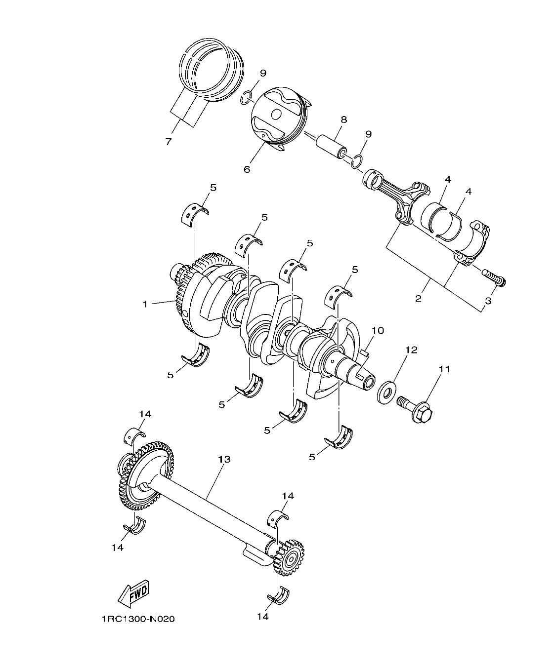 MT09TRP – section 2 CRANKSHAFT & PISTON parts diagram