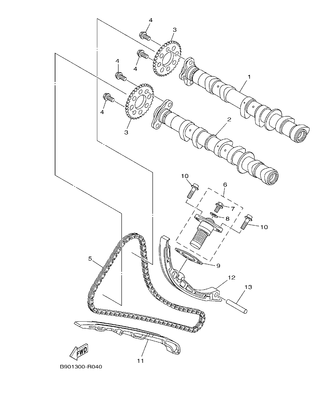 MT09TRP – section 4 CAMSHAFT & CHAIN parts diagram