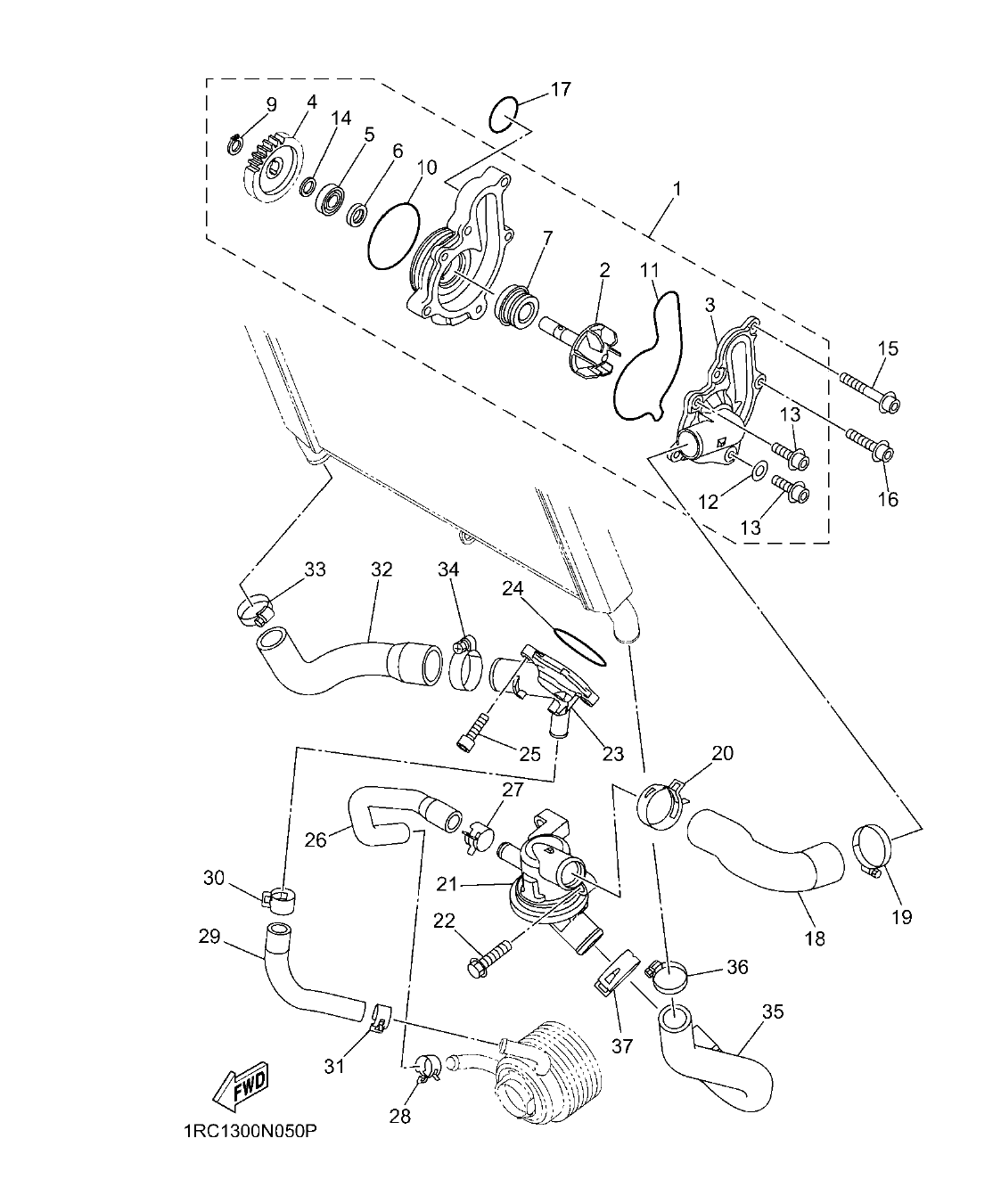 MT09TRP – section 5 WATER PUMP parts diagram