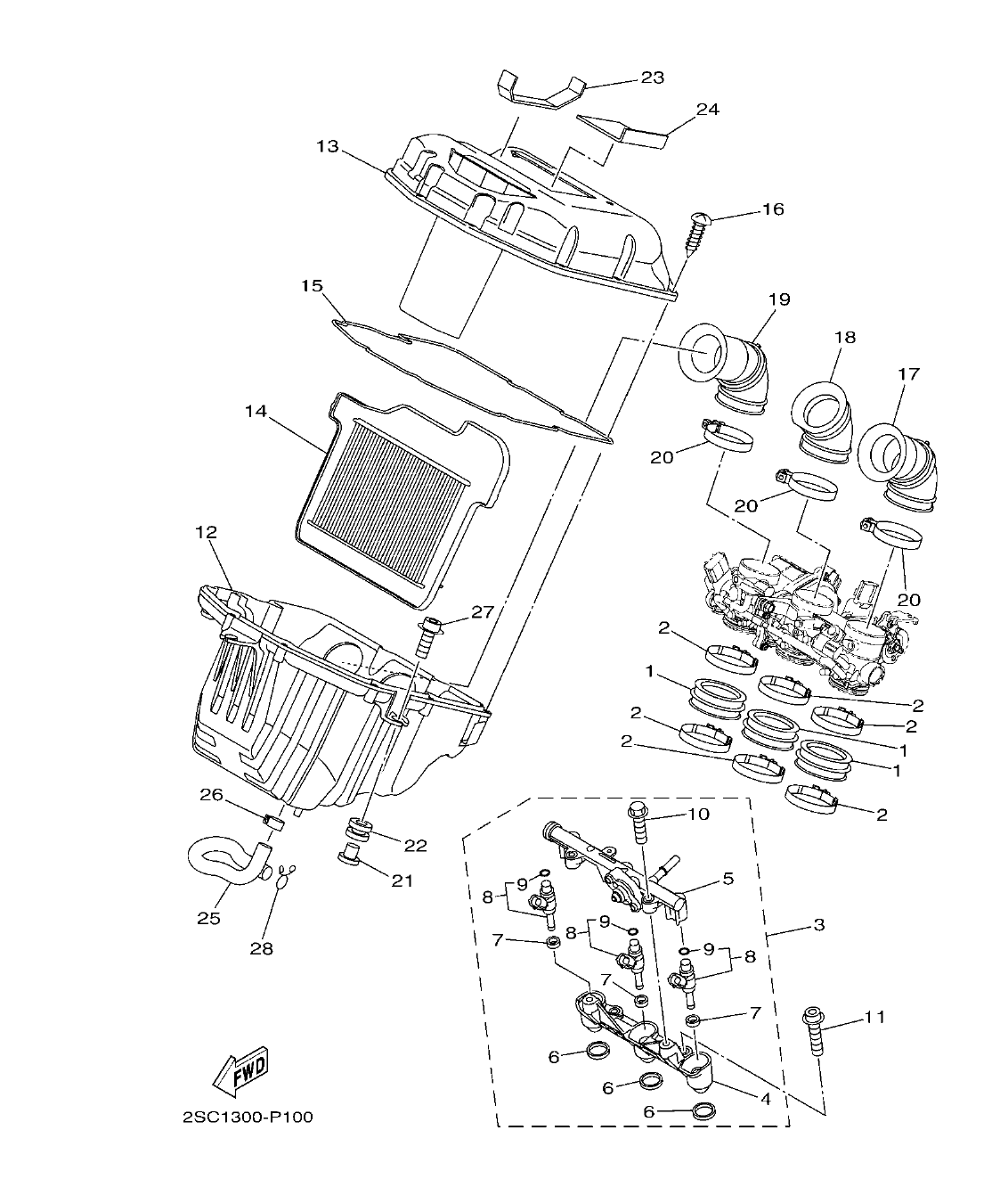 MT09TRP – section 10 INTAKE 2 parts diagram