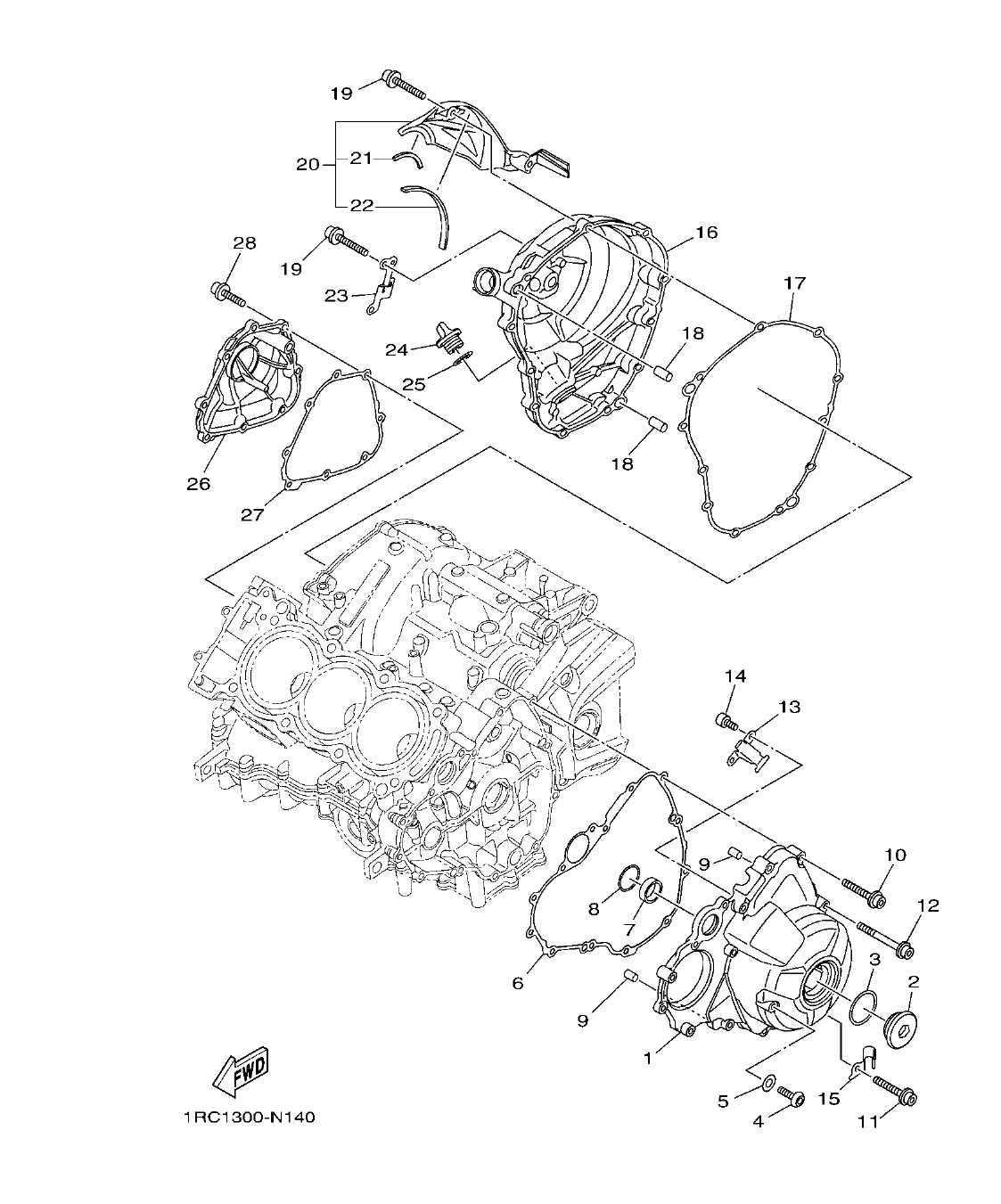 MT09TRP – section 14 CRANKCASE COVER 1 parts diagram