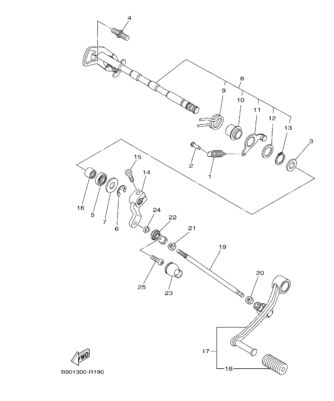 MT09TRP – section 19 SHIFT SHAFT parts diagram