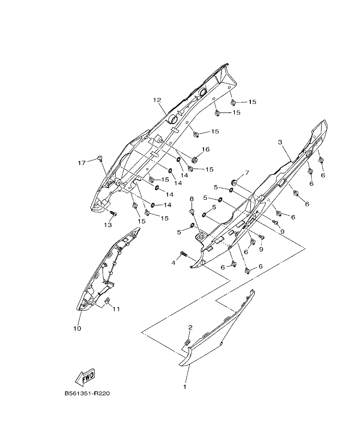 MT09TRP – section 22 SIDE COVER parts diagram
