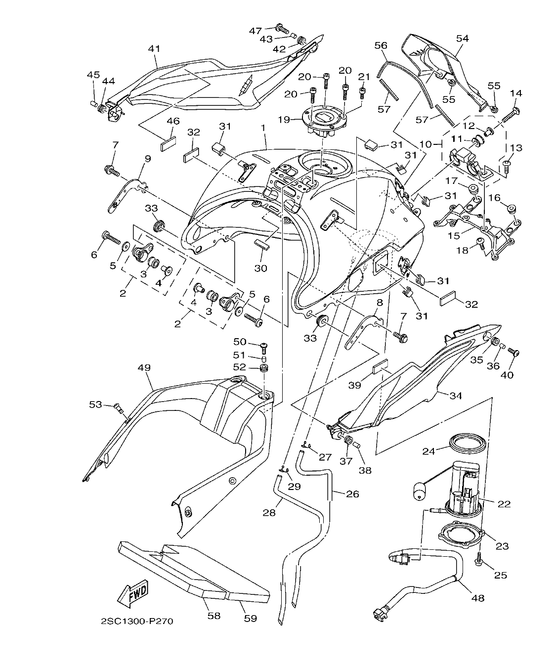 MT09TRP – section 27 FUEL TANK parts diagram