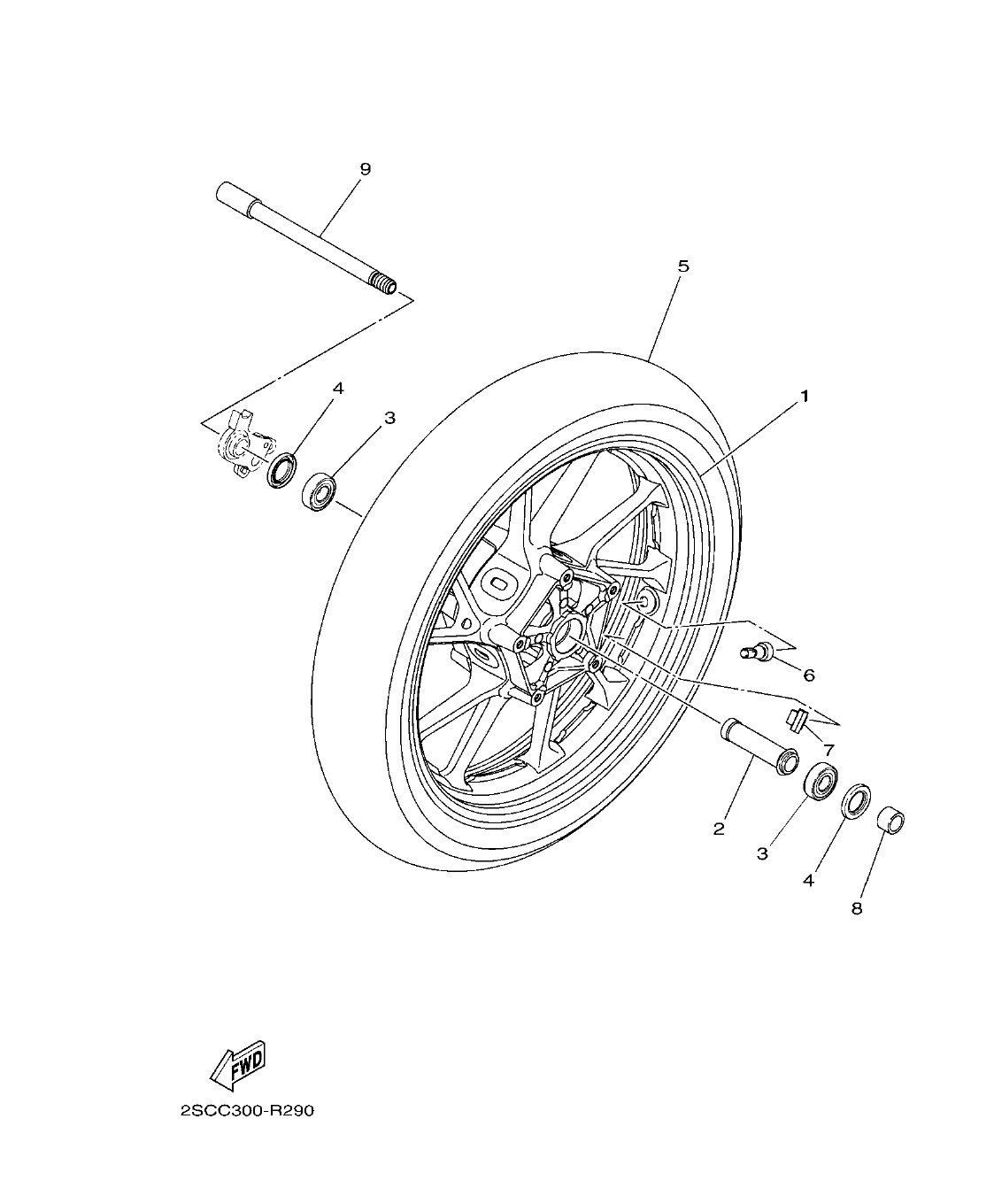 MT09TRP – section 30 FRONT WHEEL parts diagram