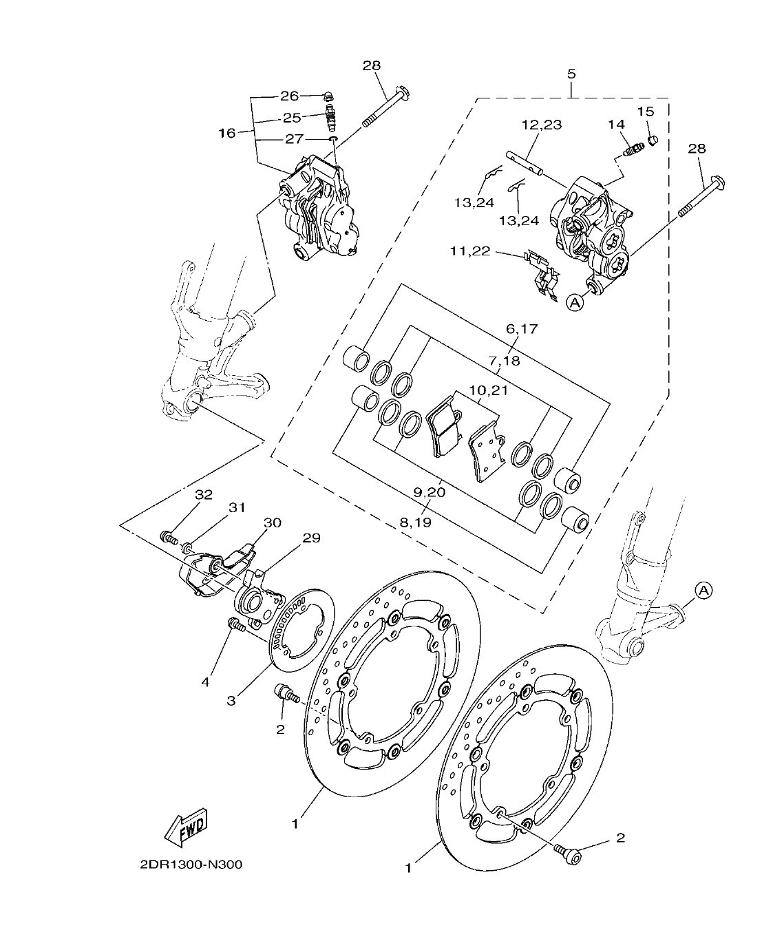 Fig. 31 – FRONT BRAKE CALIPER diagram