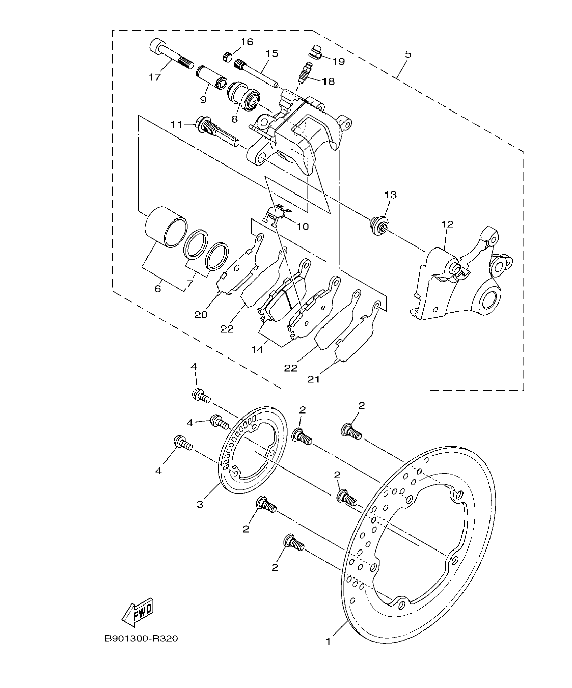 MT09TRP – section 33 REAR BRAKE CALIPER parts diagram