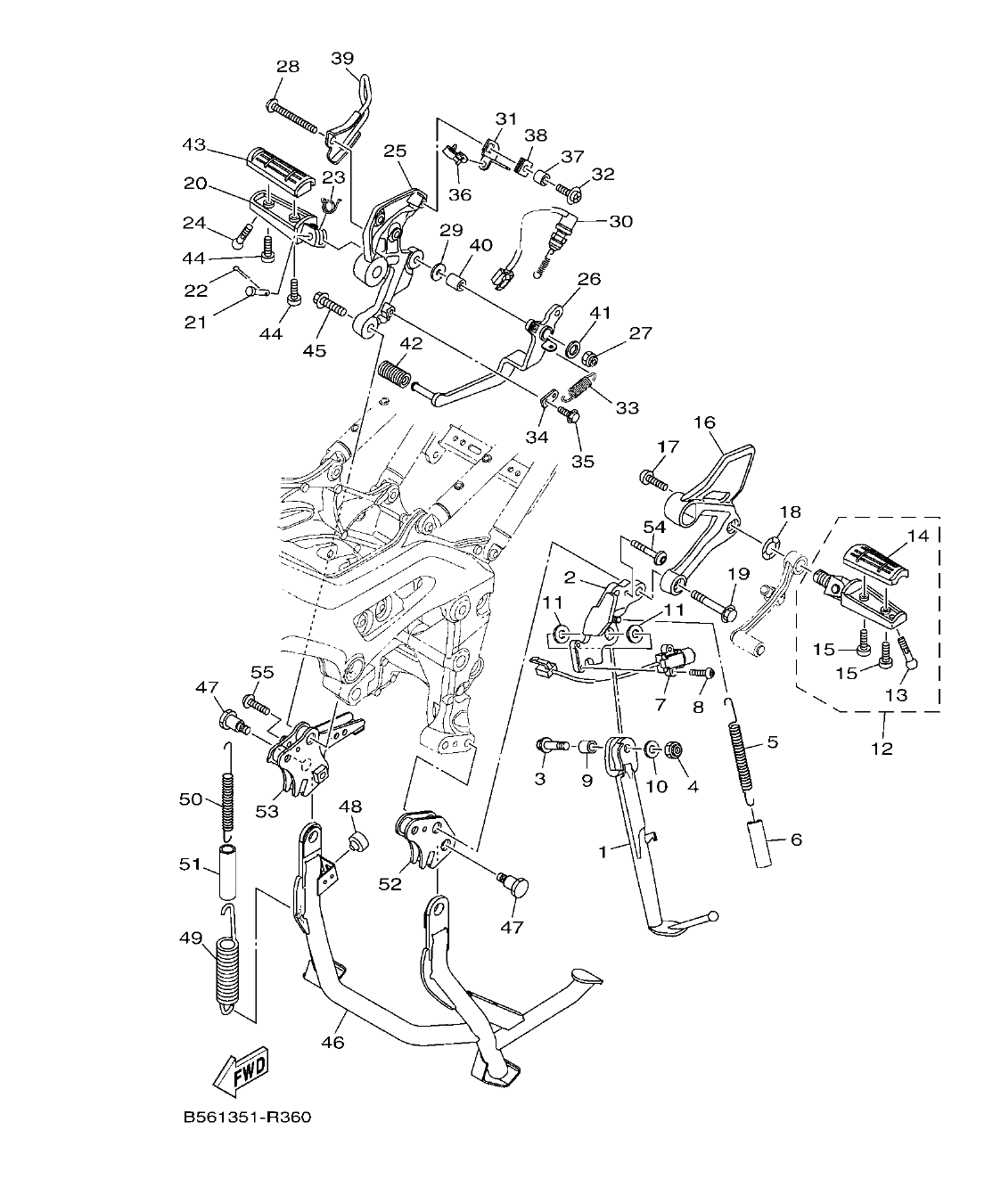 MT09TRP – section 36 STAND & FOOTREST parts diagram