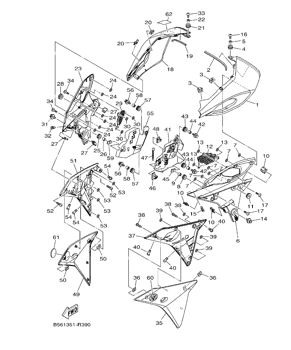 MT09TRP – section 39 COWLING parts diagram