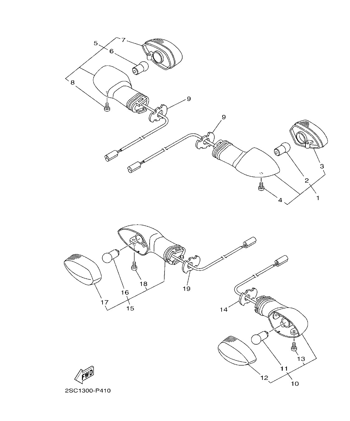 MT09TRP – section 43 FLASHER LIGHT parts diagram