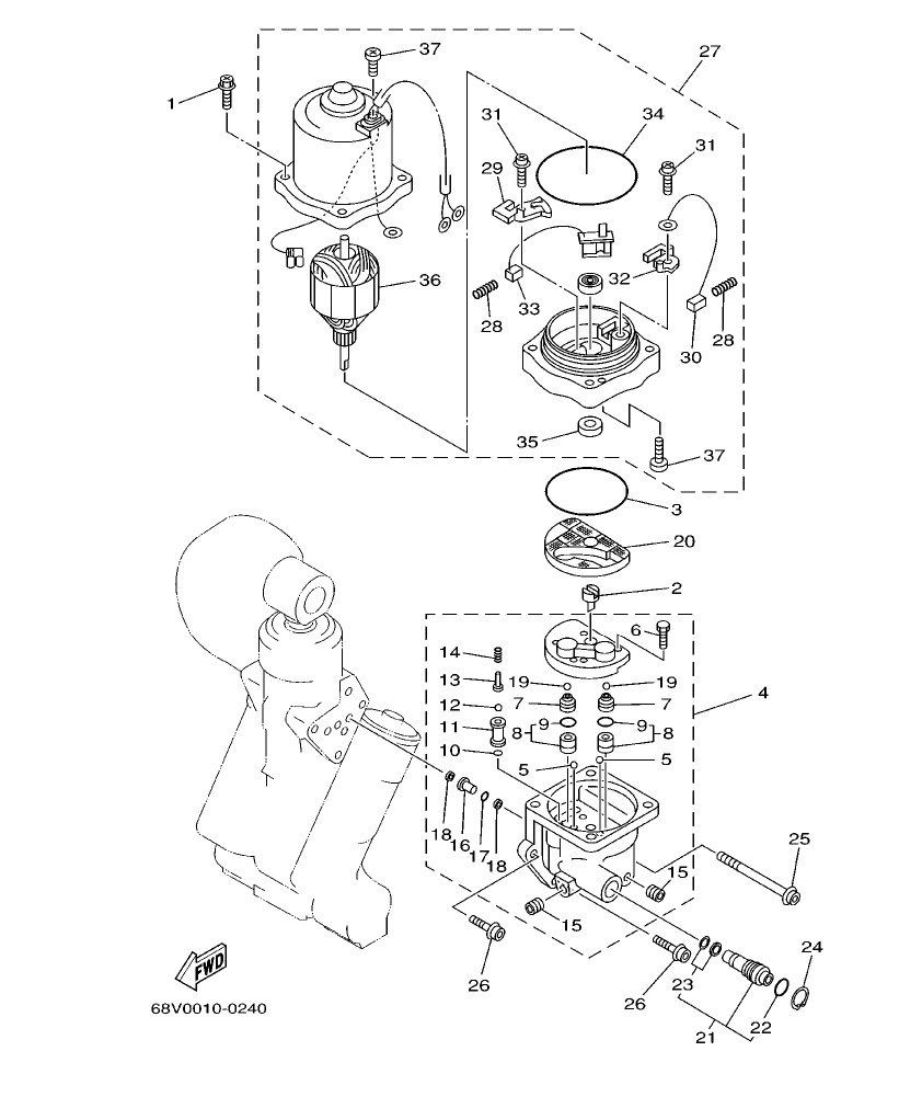 Fig. 18 – POWER TRIM & TILT ASSY 2