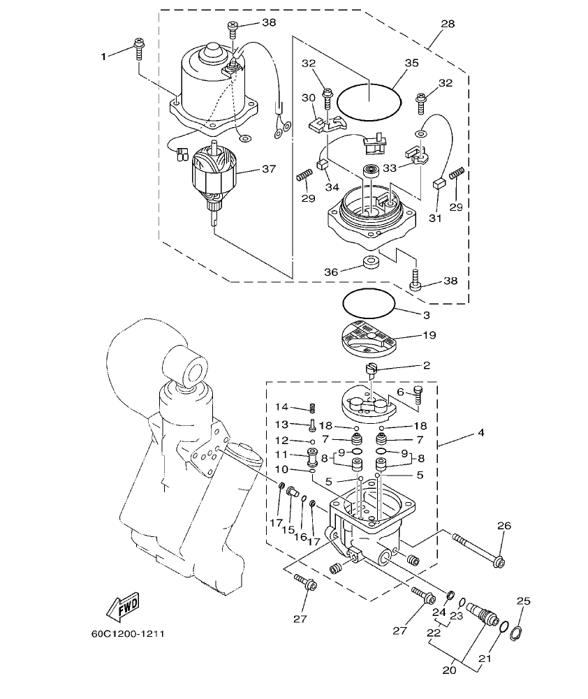 Fig. 25 – POWER TRIM & TILT ASSY 2