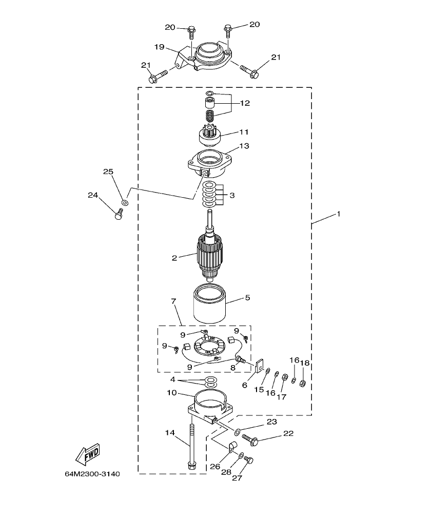 200GETO’03 – section 14 STARTING MOTOR parts diagram