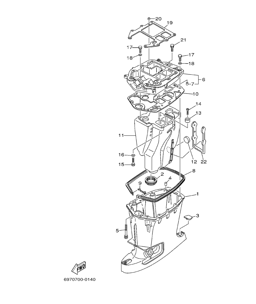 55BET’02 – section 14 UPPER CASING parts diagram