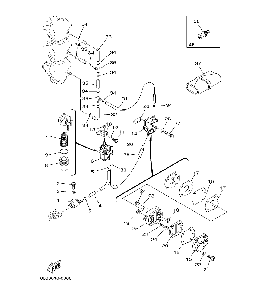 85AED’01 – section 6 FUEL parts diagram