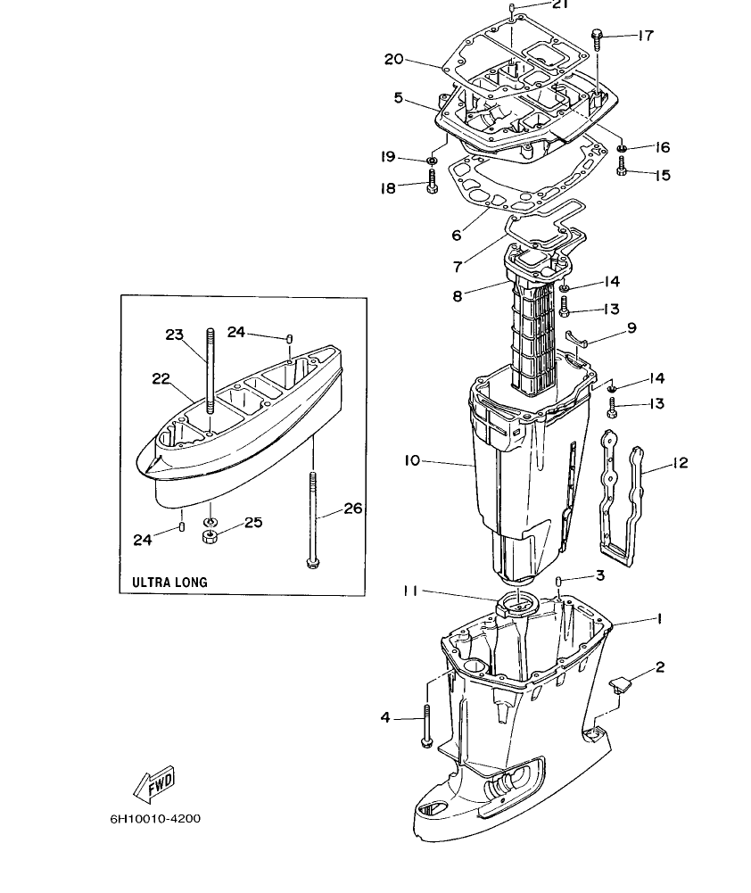 85AED’01 – section 15 UPPER CASING parts diagram