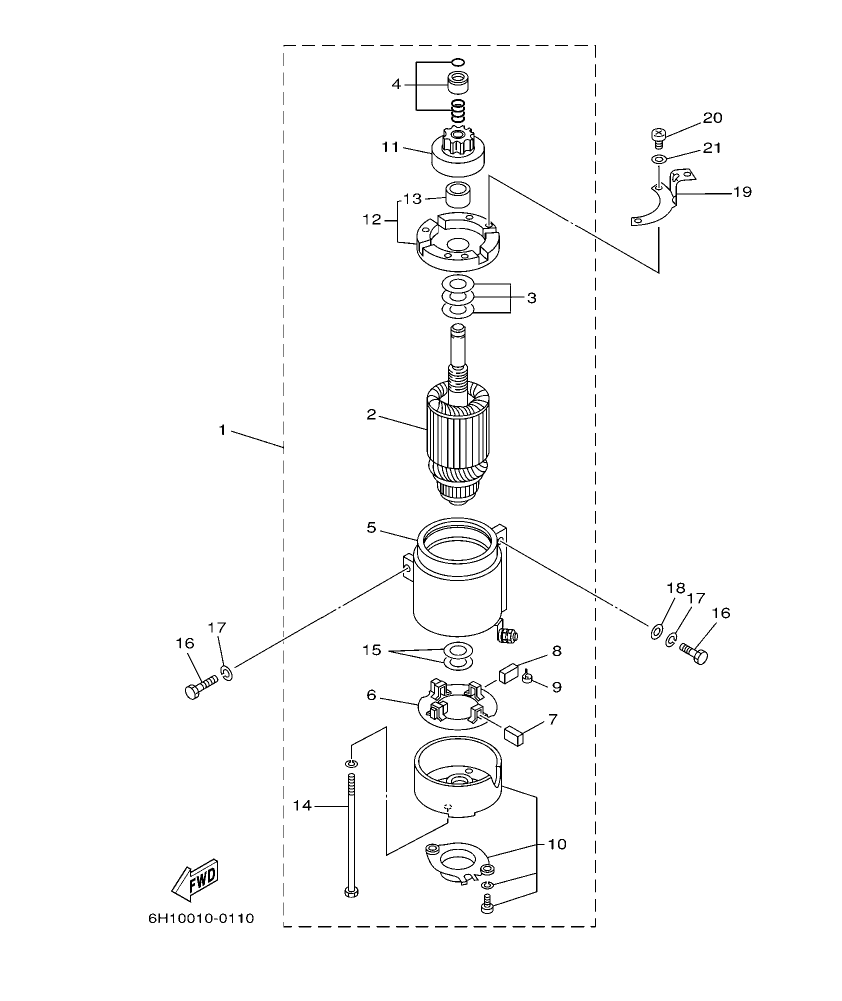 90A’04 – section 10 STARTING MOTOR parts diagram