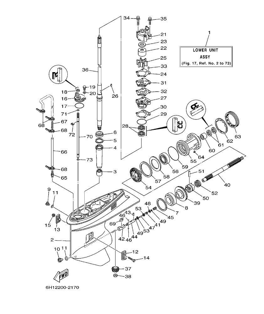 90A’04 – section 17 LOWER CASING & DRIVE 1 parts diagram
