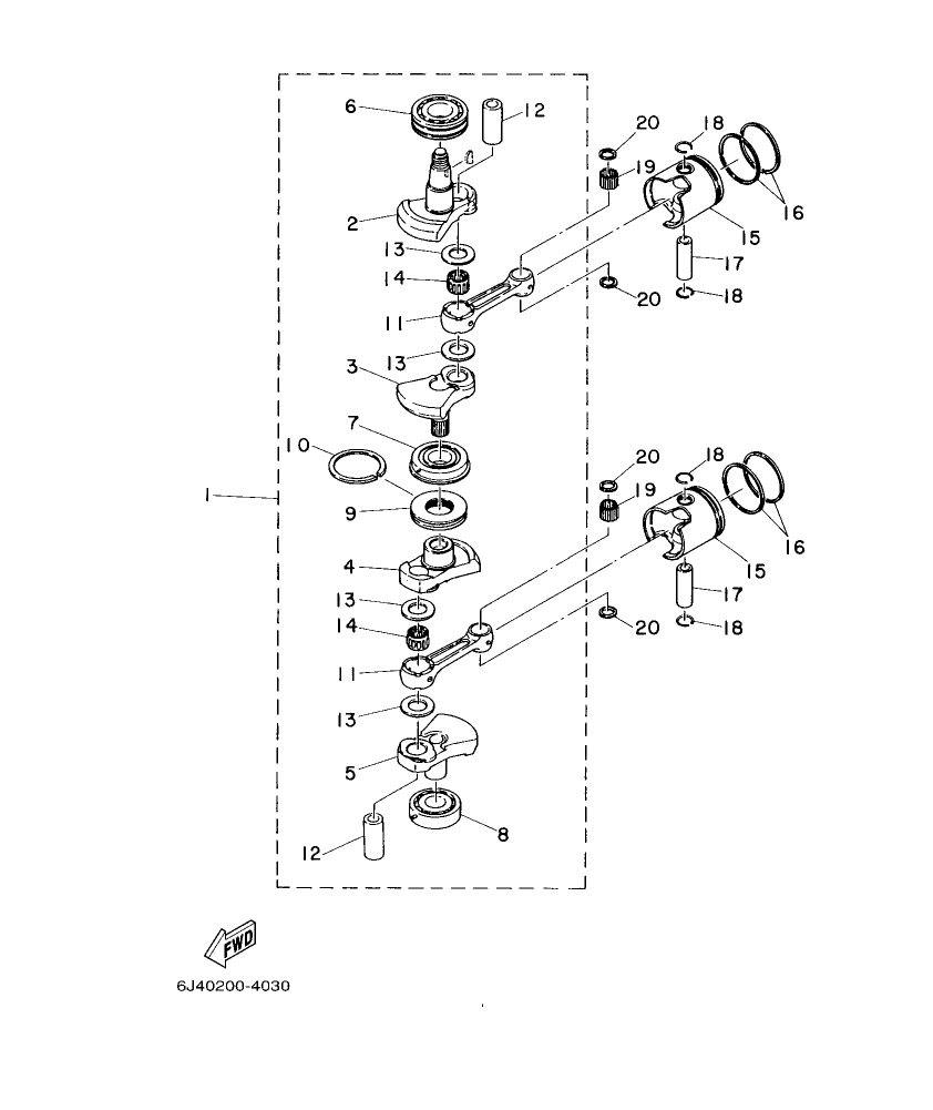 E40G’04 – section 3 CRANKSHAFT & PISTON parts diagram
