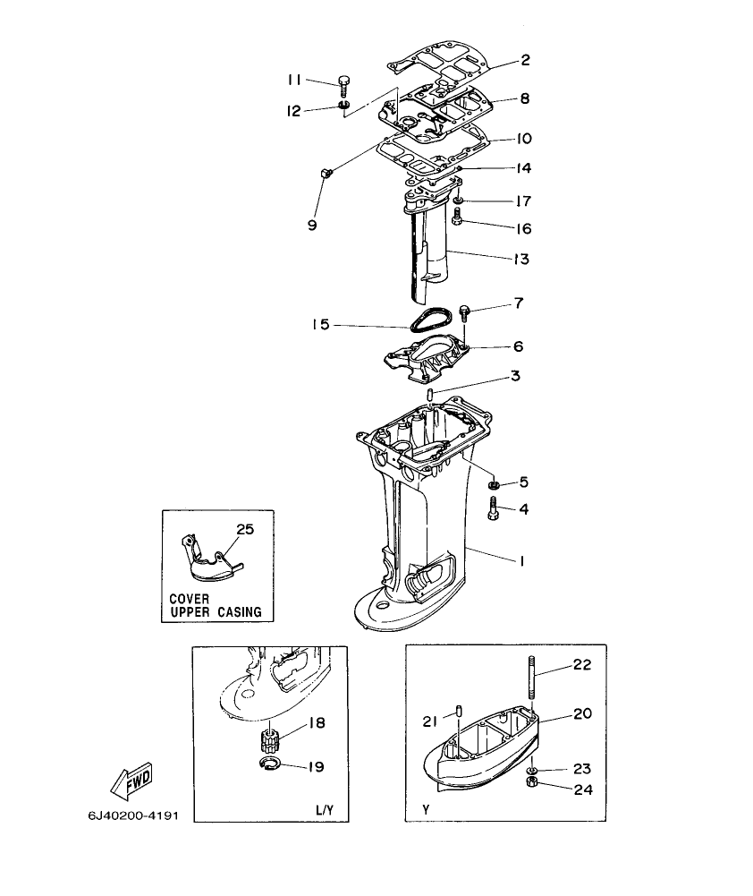 E40G’04 – section 19 UPPER CASING 1 parts diagram
