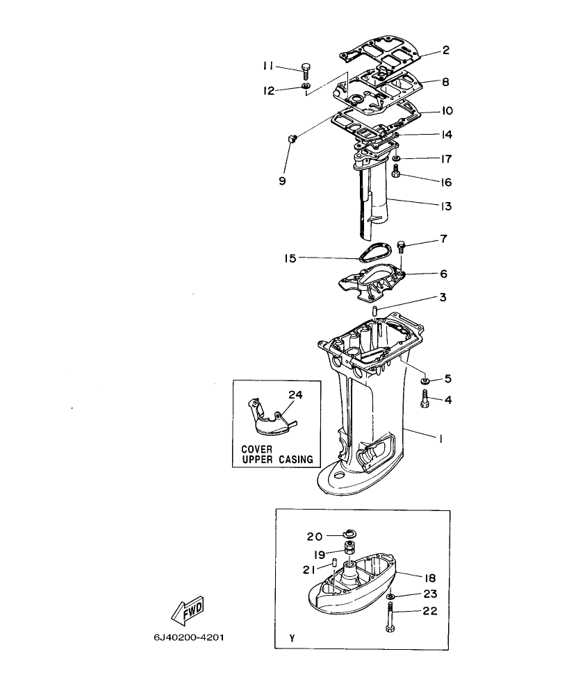 E40G’04 – section 20 UPPER CASING 2 parts diagram