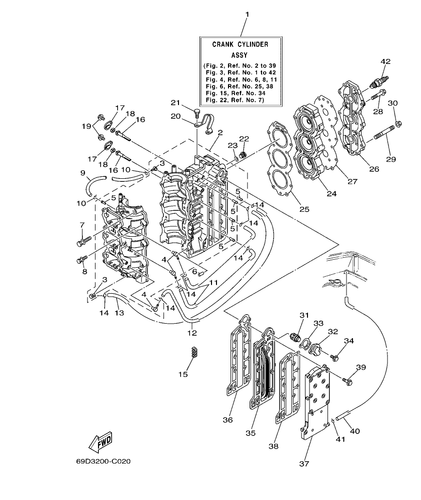 E60H’04 – section 2 CYLINDER & CRANKCASE parts diagram