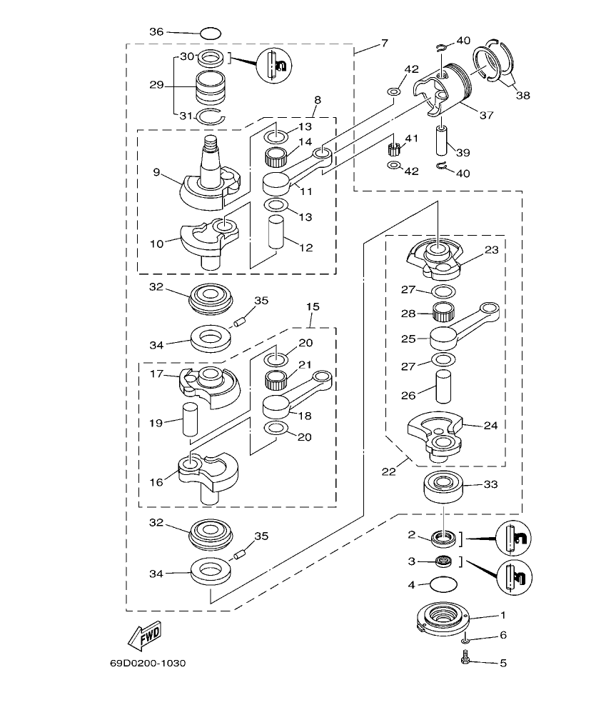 E60H’04 – section 3 CRANKSHAFT & PISTON parts diagram
