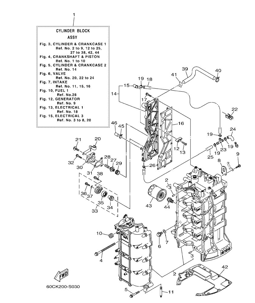 F100BET – section 3 CYLINDER & CRANKCASE 1 parts diagram