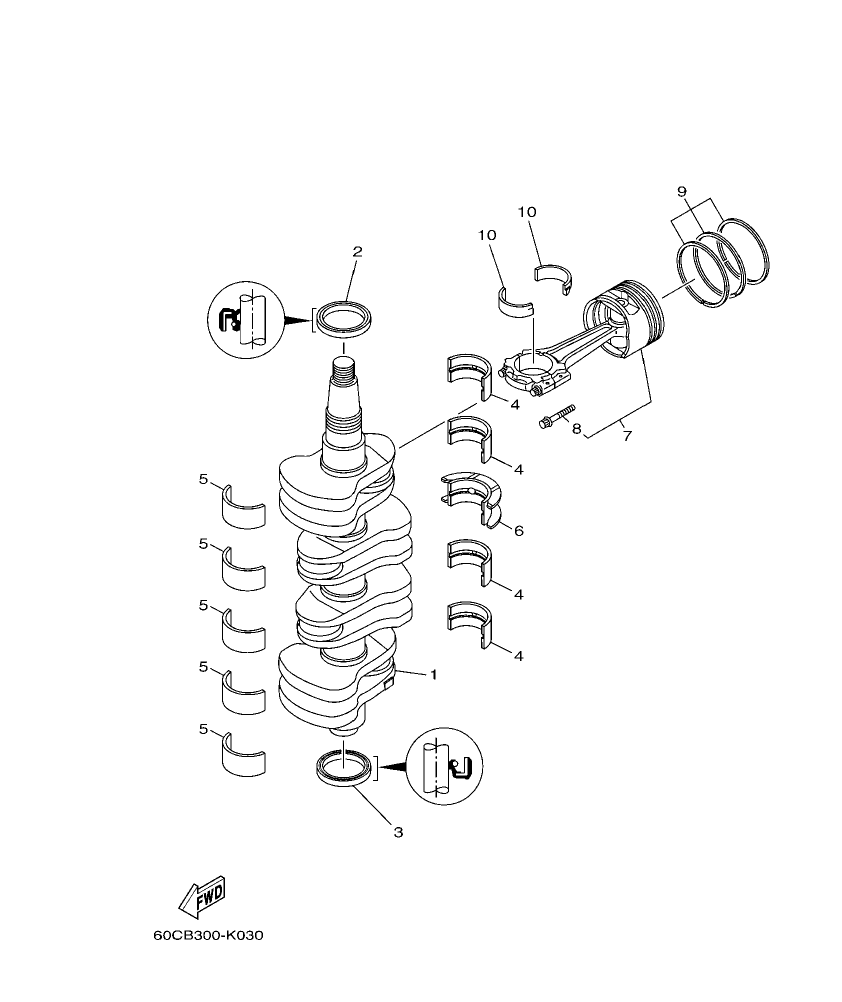 F100BET – section 4 CRANKSHAFT & PISTON parts diagram