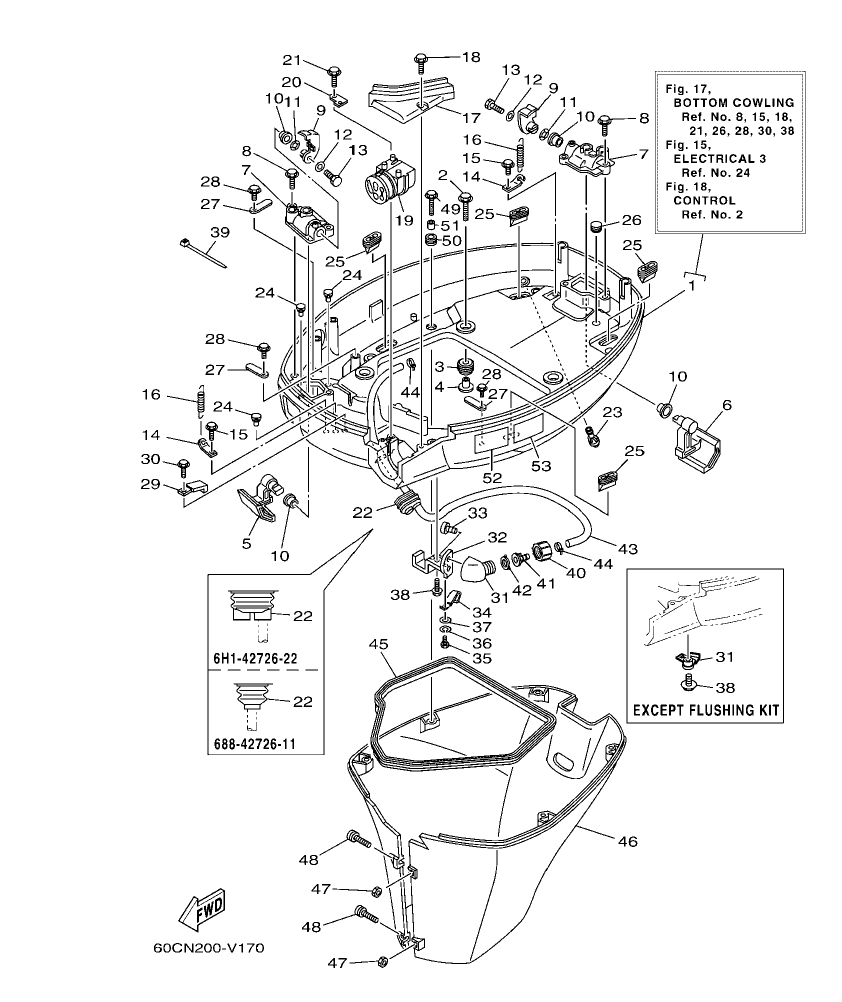 F100BET – section 17 BOTTOM COWLING parts diagram